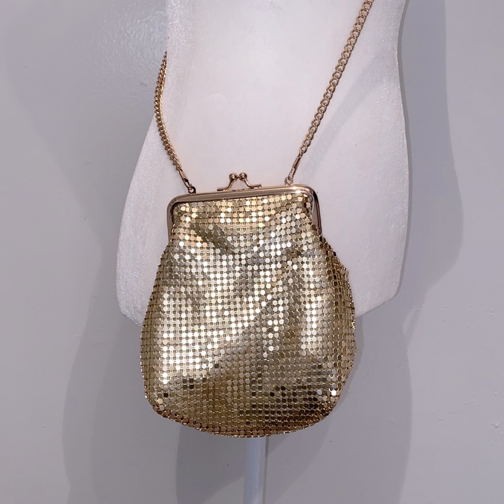 Kiss-Lock Crossbody Bag/Purse Gold New